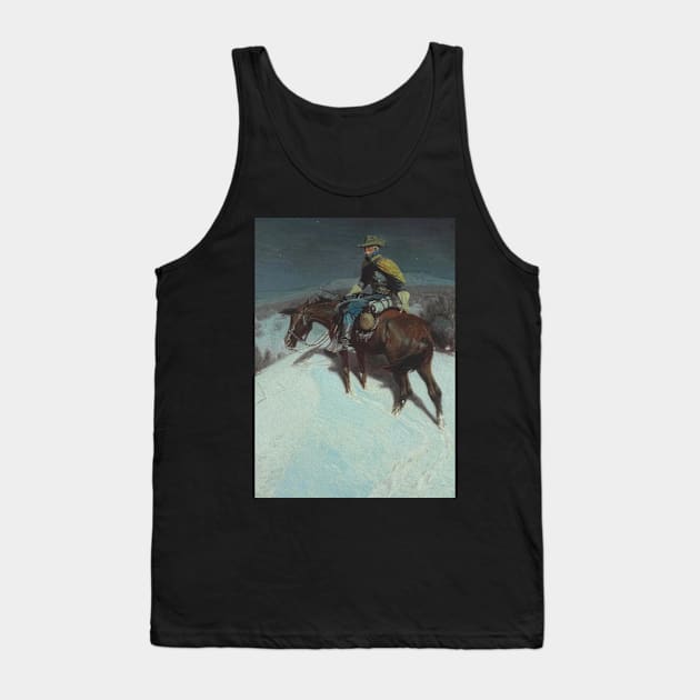 Lone Rider At Night - Vintage Western American Art Tank Top by Click Here For More